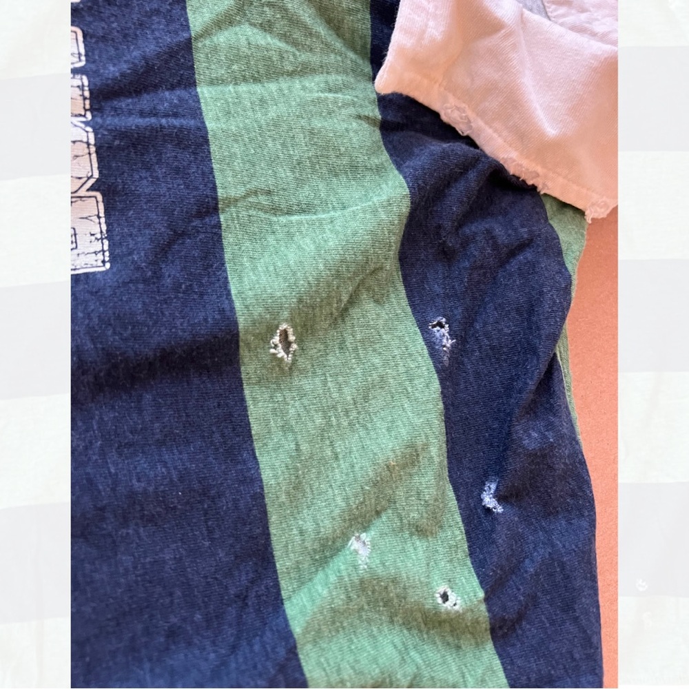 Paris France Women's Striped Tee - Green and Blue - Picture 6 of 6